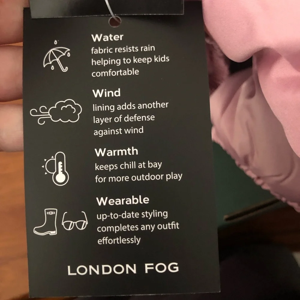 London Fog Girls Puffer Jacket Hooded Coat L 14/16 Mauve Pink Warm Winter - Picture 9 of 9